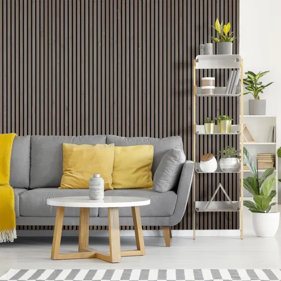 Modern Acoustic Anti Sound Absorption Proofing Wooden Design Wood Slat Polyester Fiber Wall Panel 