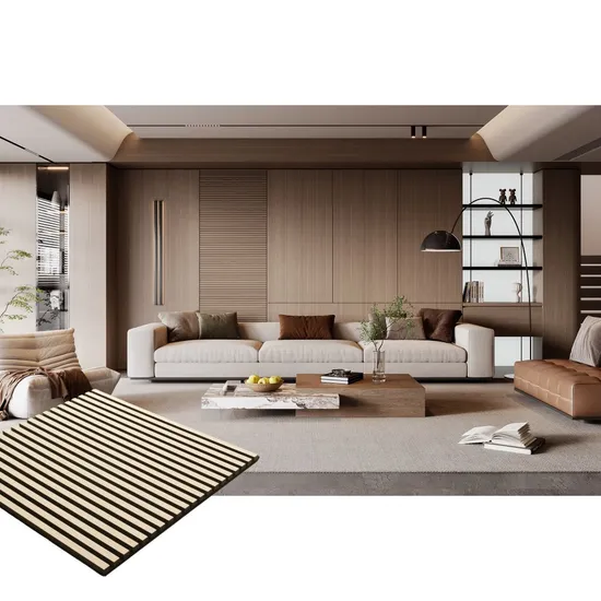 Interior Design Fabric Acoustic Insulation Material Wooden Strip Soundproof Wall Panels 