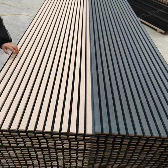 Natural Oak Slat Wall Covering MDF WPC Pet Acoustic Slatted Wooden Ceiling Panel 