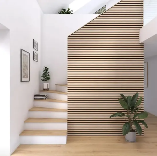 Homes Decorations Wall Panel Boards Sound Proofing Wooden Slat Polyester Acoustic Wall Design Panels Panneau Acoustique 