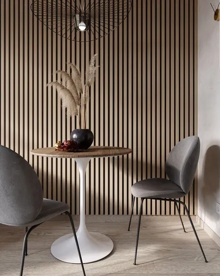 Black Acoustic Wood Wall Panel Decor Interior MDF Acoustic Ceiling Panel for Bedroom 