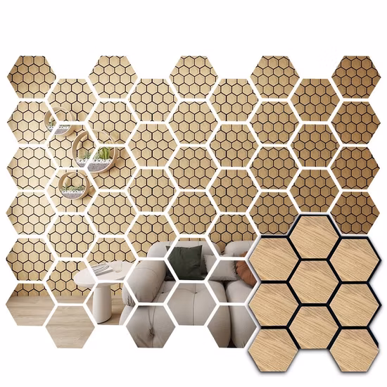 Waterproof Hot Sales Hexagon Akupanel New Style Wood Veneer 3D Model Design PVC Marble Sheet Grille Acoustic Decorative Wall Panel for Wall Effect 